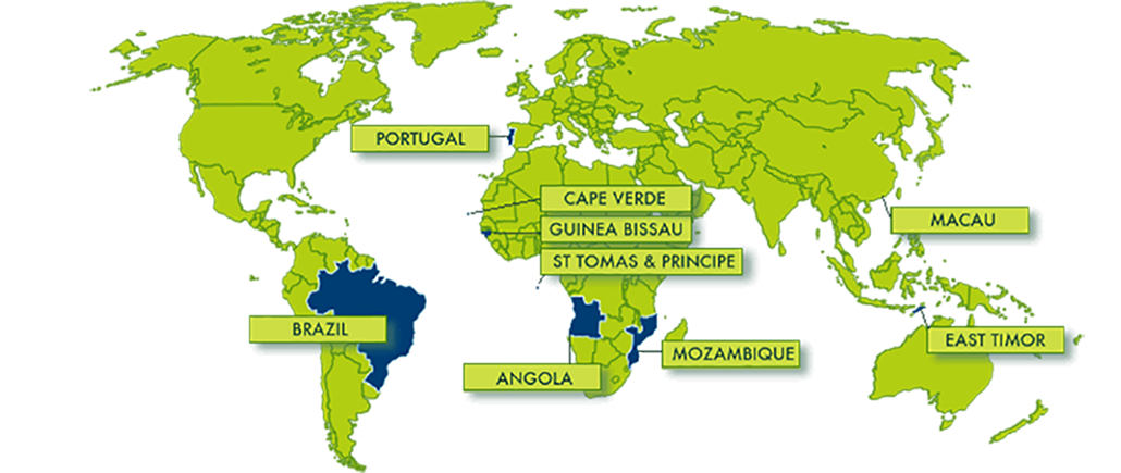 Wereldmap Portugese taal